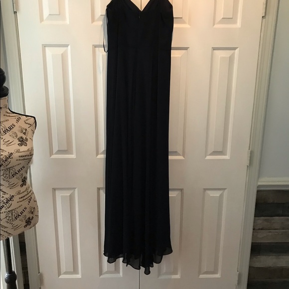 Navy blue formal Jumpsuit with chiffon overlay - Picture 4 of 8